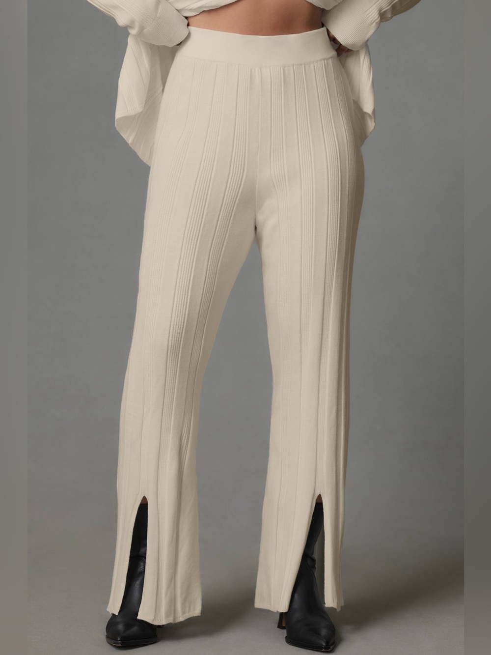 Anthropologie Daily Practice Flare Sweater Pants Ivory Medium NWT - Picture 2 of 12